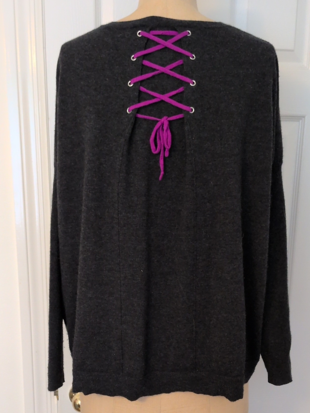 Autumn Cashmere Contrast Back Lace  Sweater Sz. L